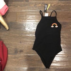 Black body suit with rainbow